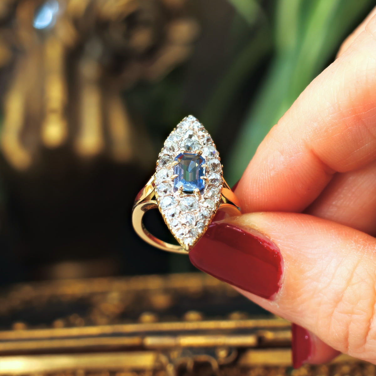 OH My Goodness!! Mesmerising Marvellous Marquise Sapphire & Diamond Ring