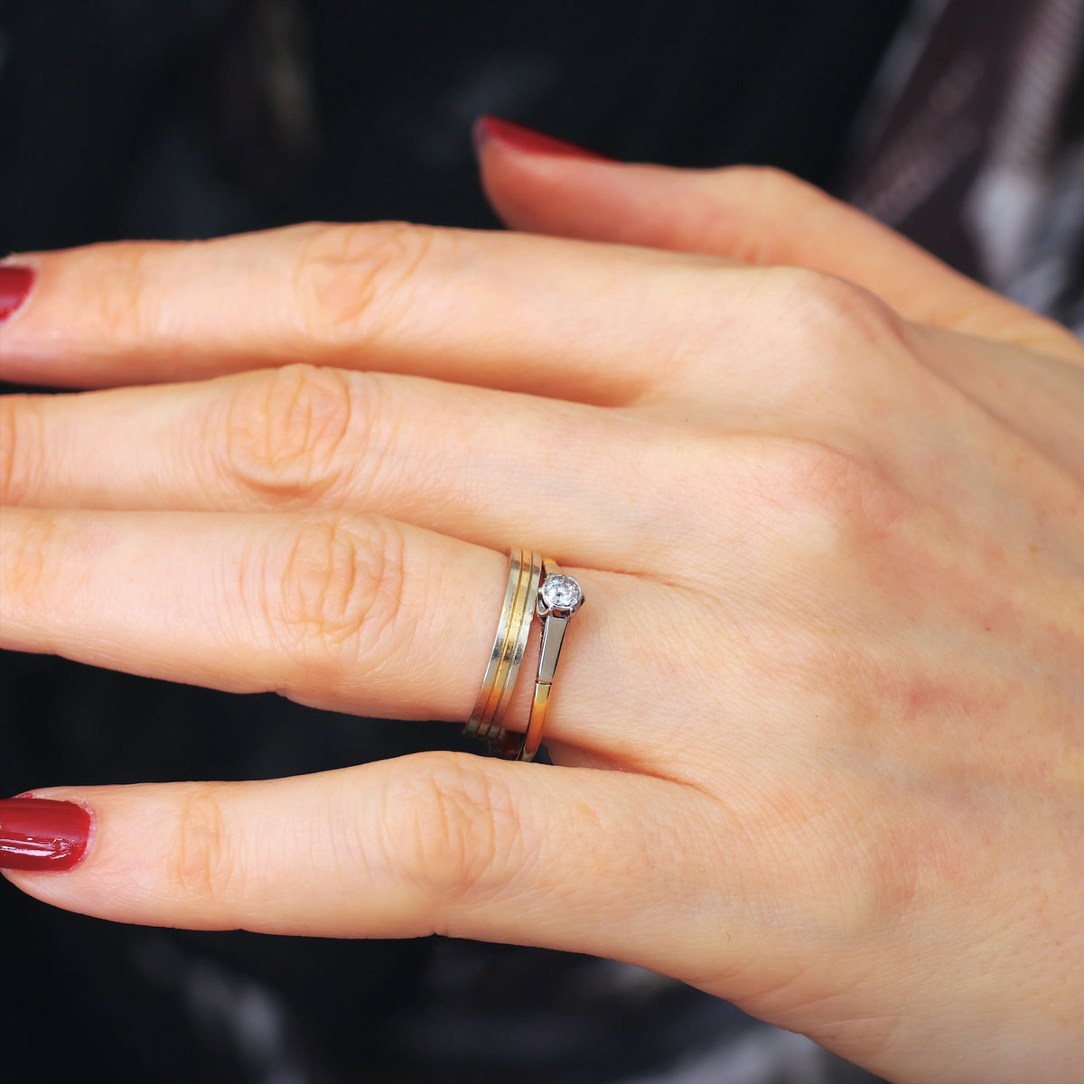 Vintage Italian Size 'L' or '5.75' Three-Colour 14ct Gold Band Ring