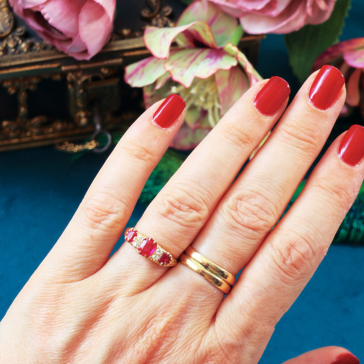 Antique Date 1913 Verneuil Ruby & Diamond Ring