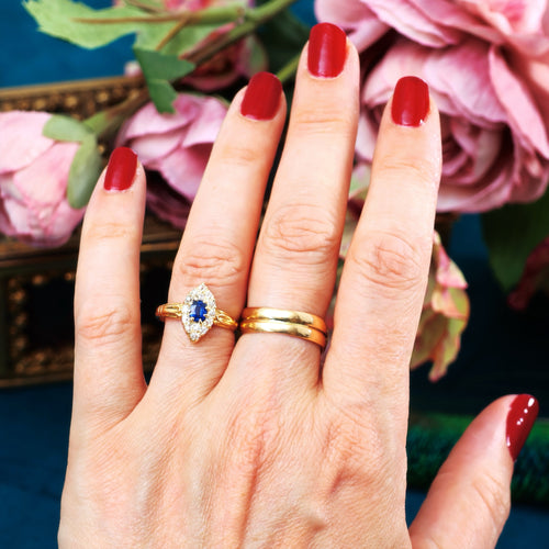 Antique Victorian Sapphire & Diamond Navette Ring