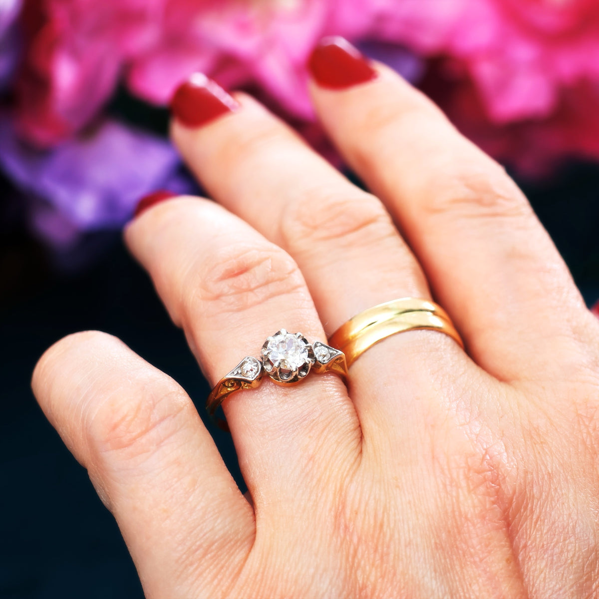 Specially Lovely Vintage Hand Cut Diamond Engagement Ring