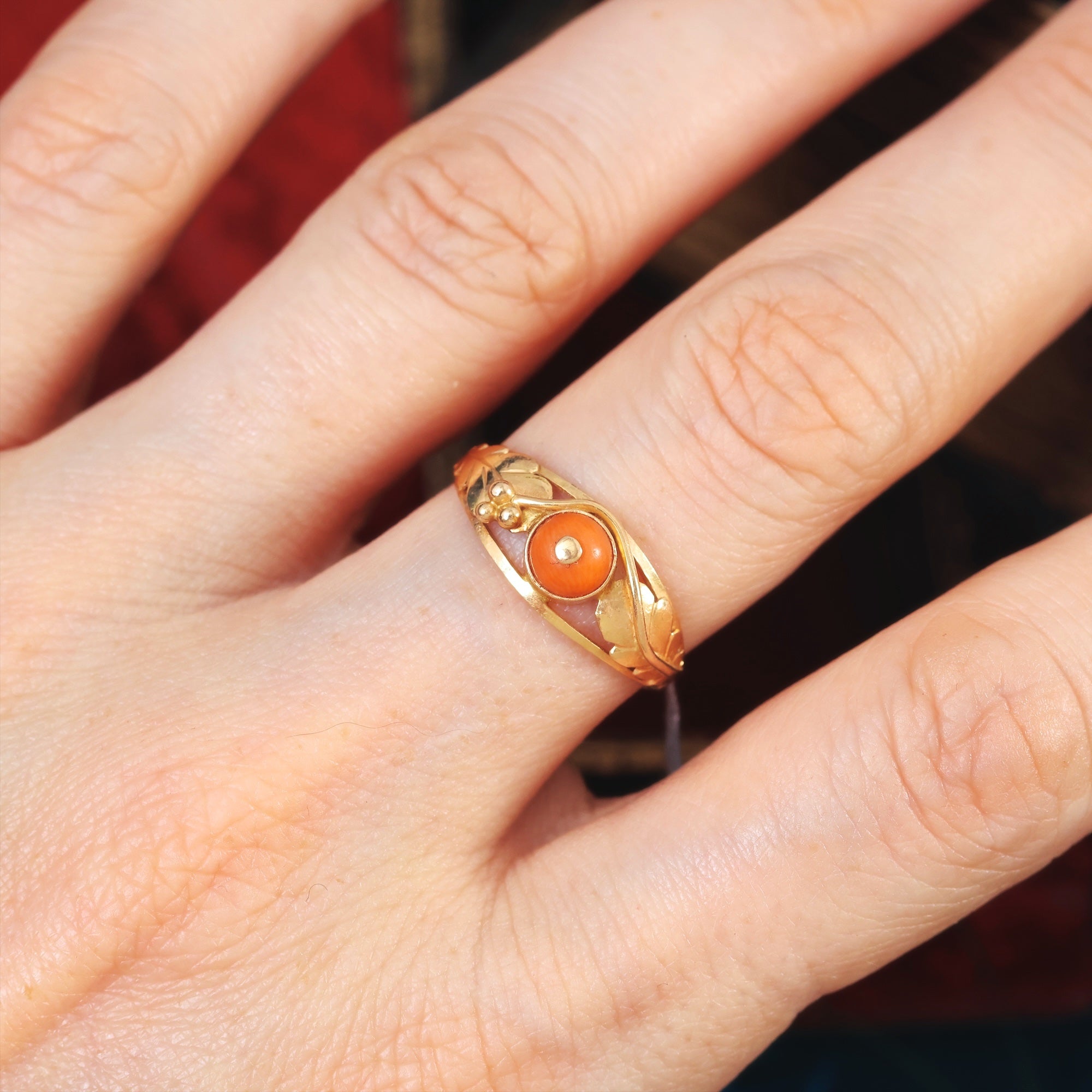 Vintage Incredible Handcrafted Kitty with Coral Inlay, Kitty in a Raincoat Statement Ring buying