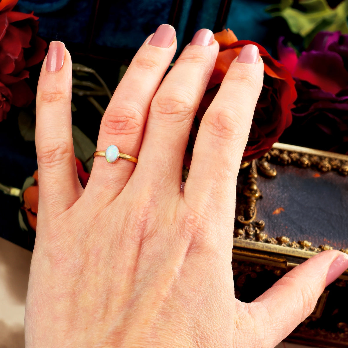 Sweetly Simple Antique Crystal Opal Ring