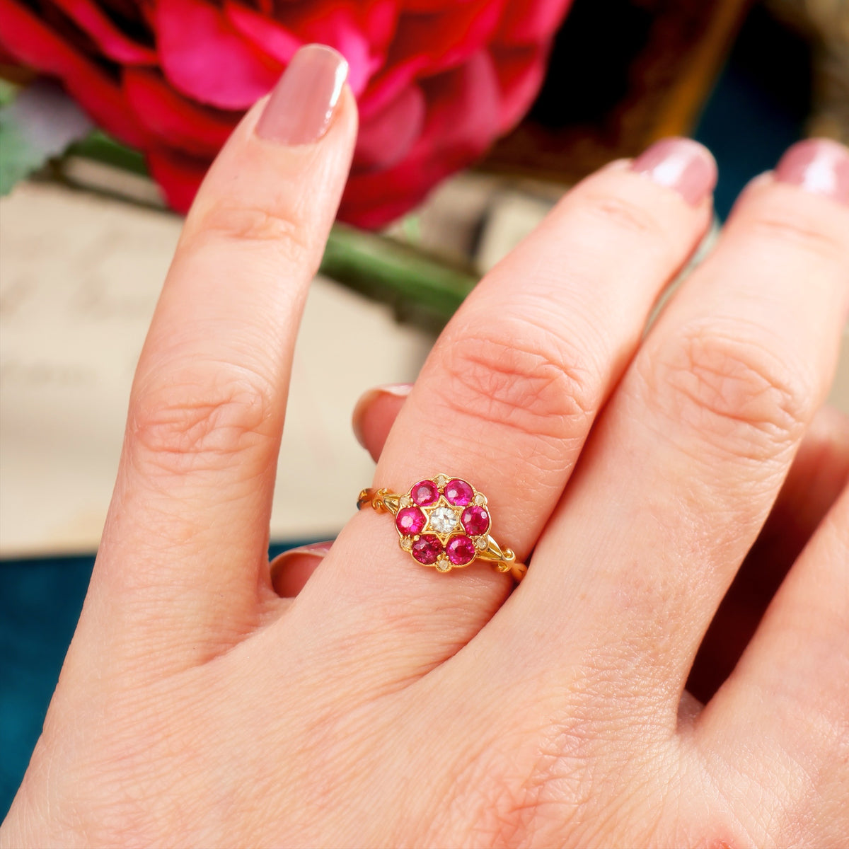 Antique Date 1910 Ruby & Diamond Engagement Ring