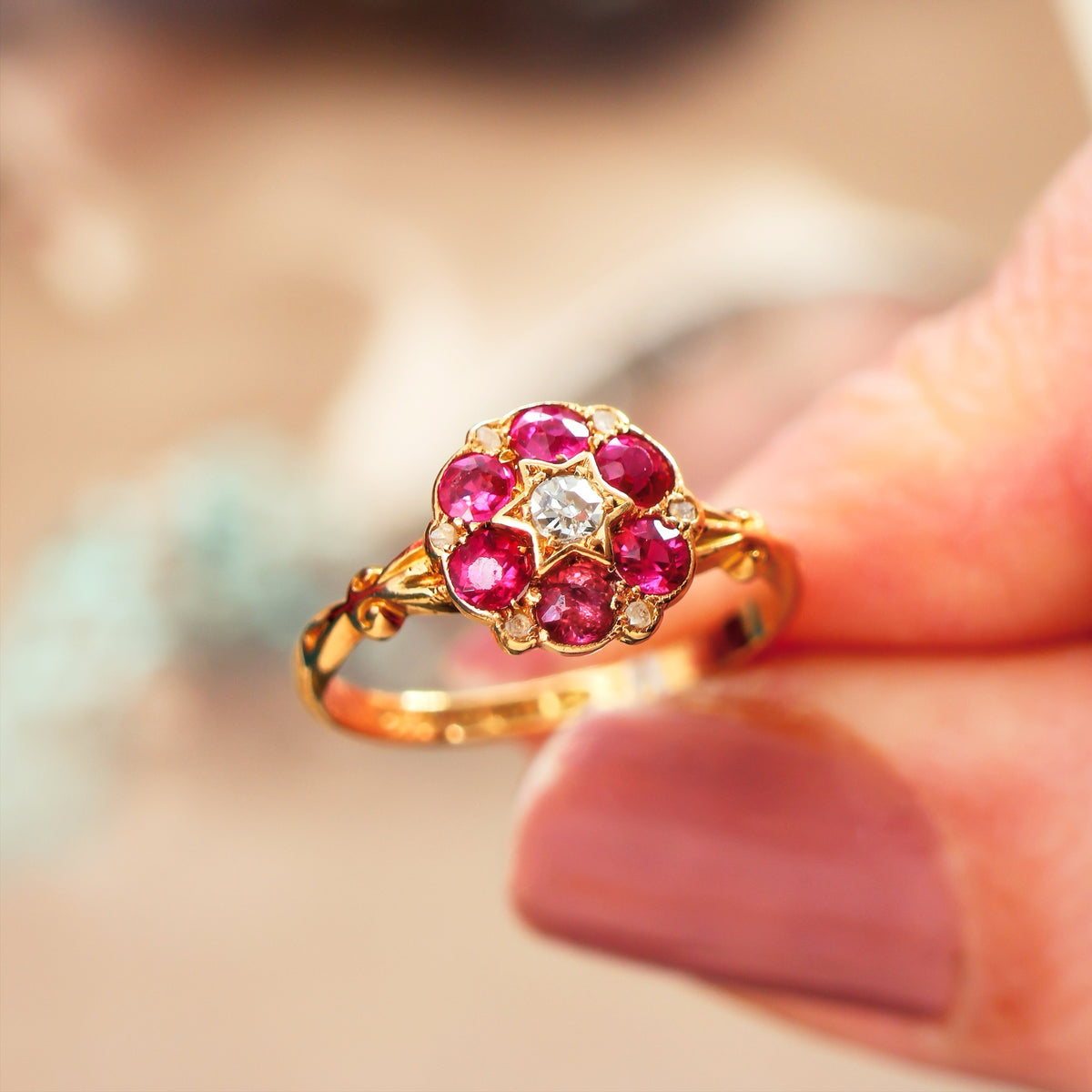 Antique Date 1910 Ruby & Diamond Engagement Ring