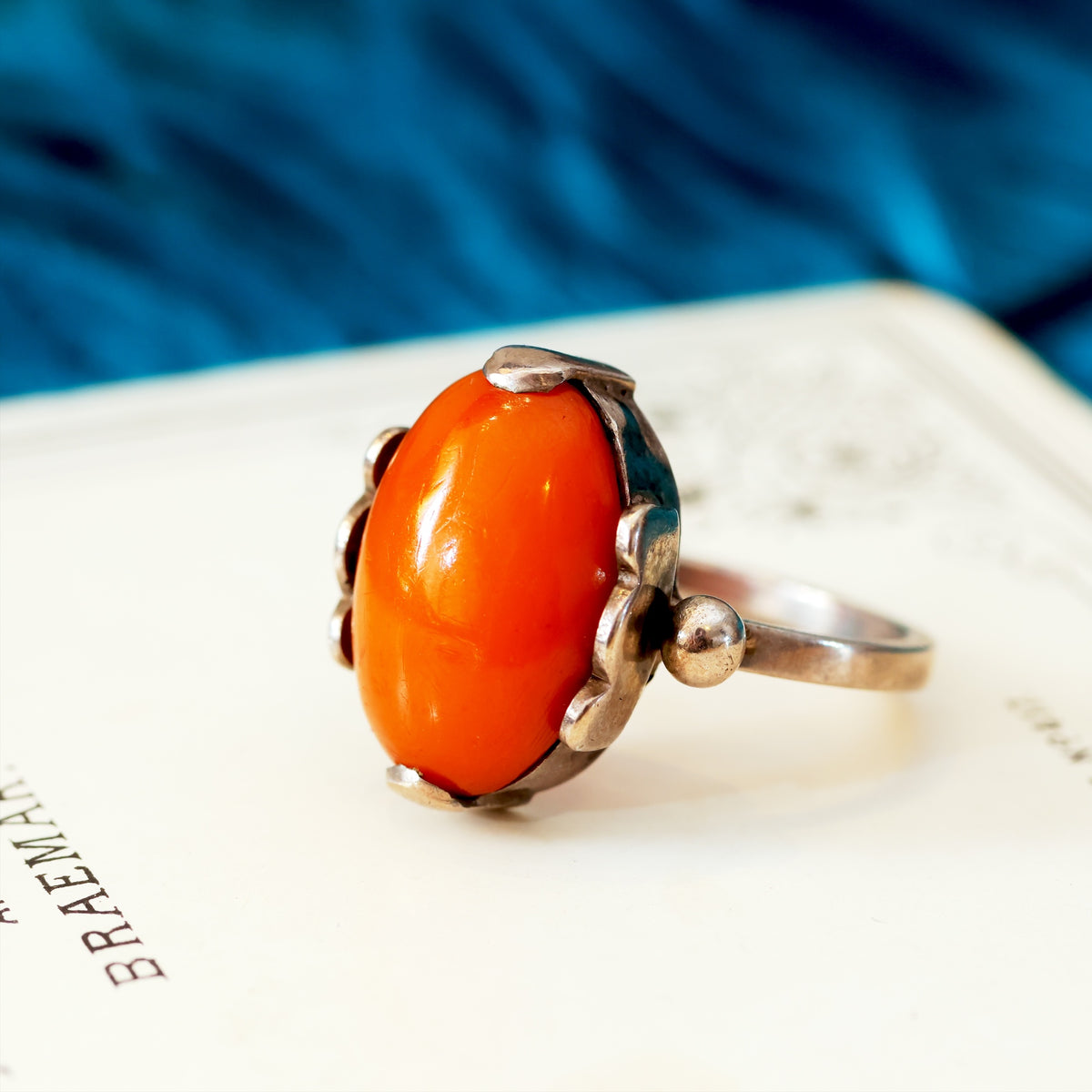 Vintage Modernist Style Baltic Amber Ring