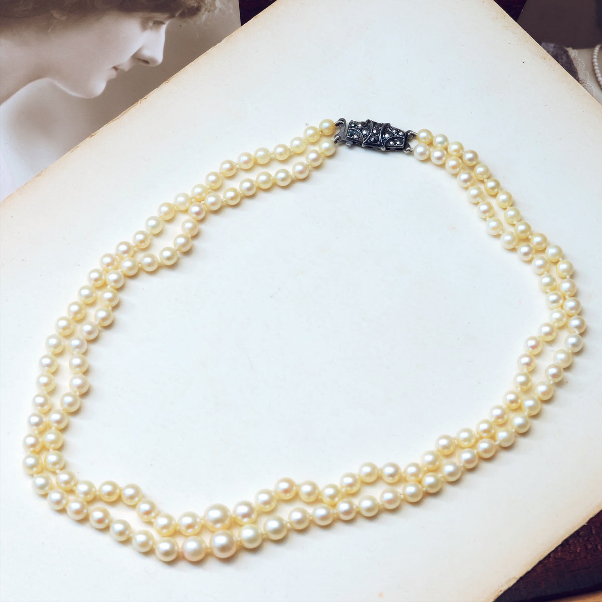 Vintage Double Row Cultured Saltwater Pearl Necklace