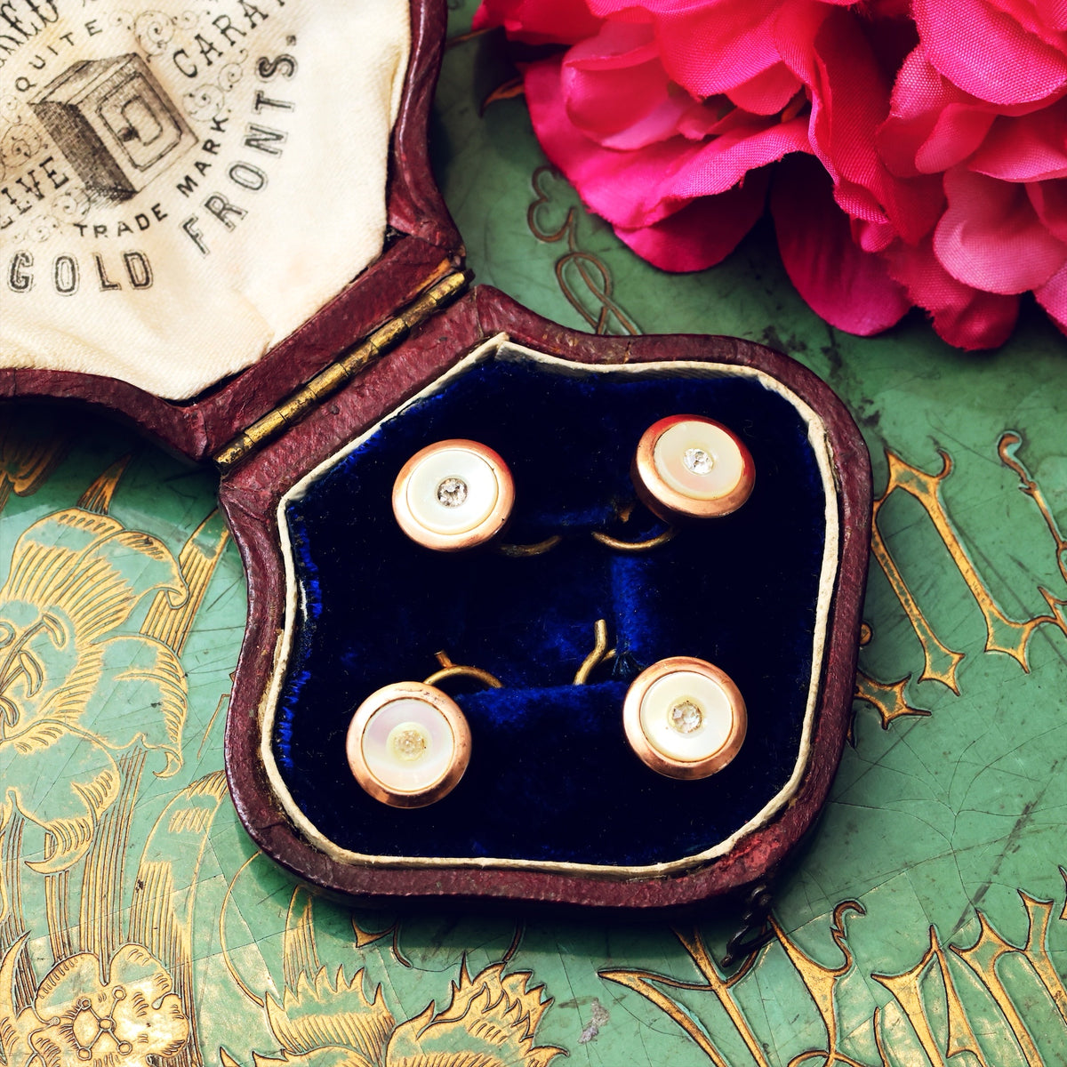 Antique Gold & Mother of Pearl Dress Studs