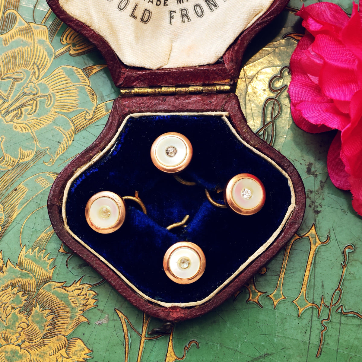 Antique Gold & Mother of Pearl Dress Studs