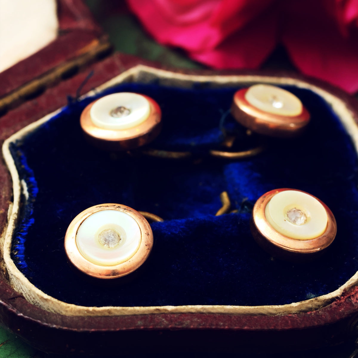 Antique Gold & Mother of Pearl Dress Studs