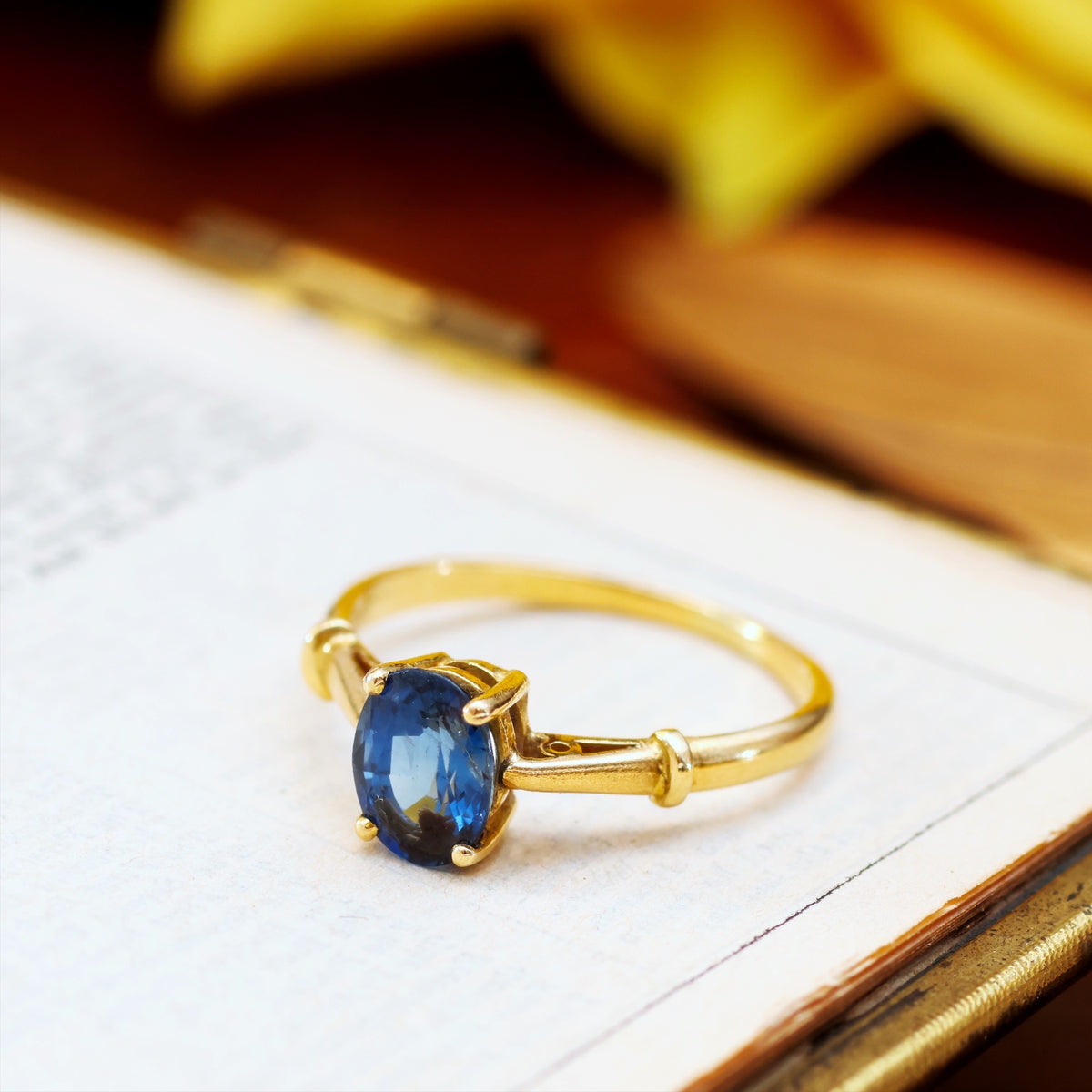 Vintage Sapphire Solitaire Engagement Ring