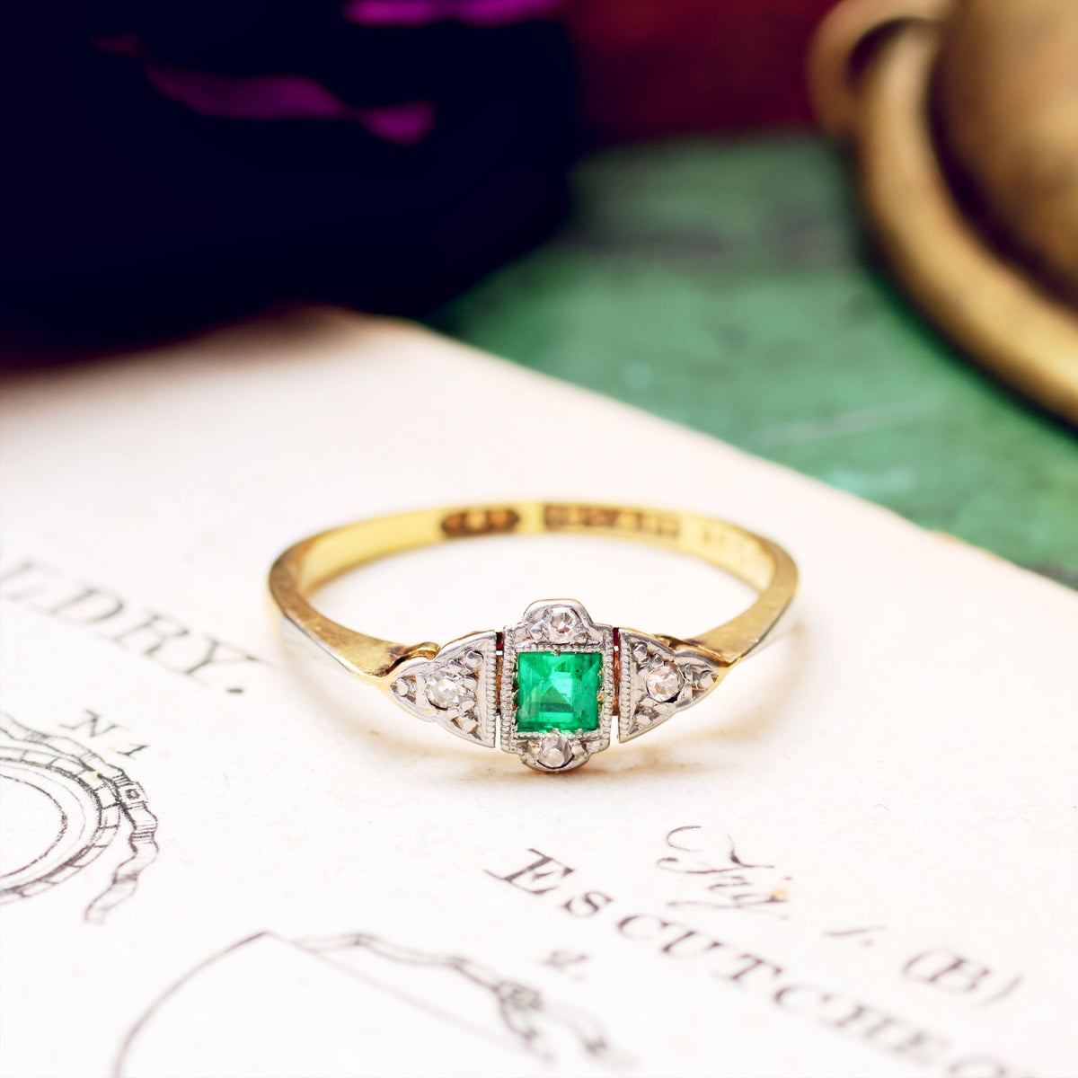 Vintage Edwardian Emerald & Diamond Ring