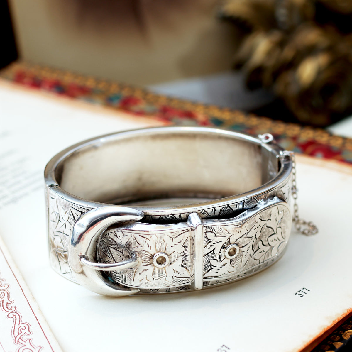 Antique Victorian Silver Buckle Bangle