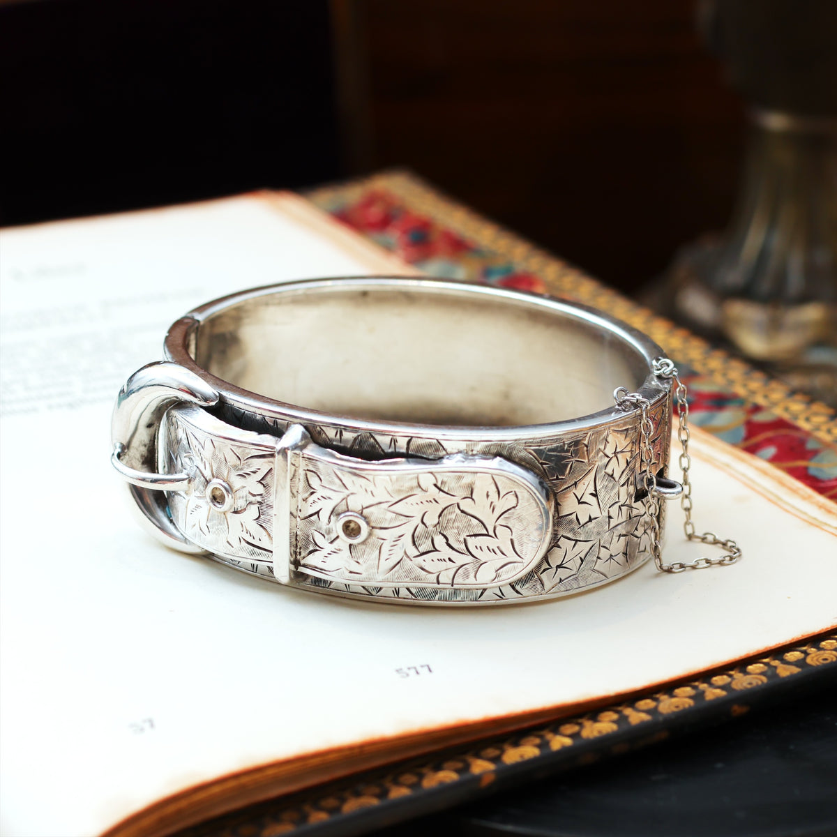 Antique Victorian Silver Buckle Bangle