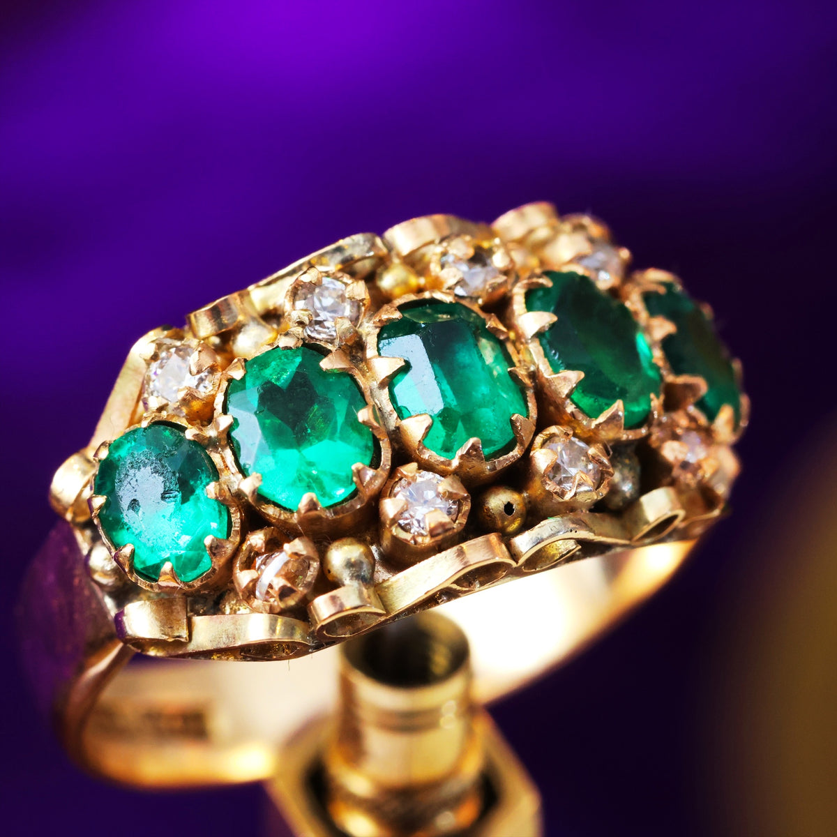 Verdant Hues Victorian Cannetille Gold Green Paste Ring