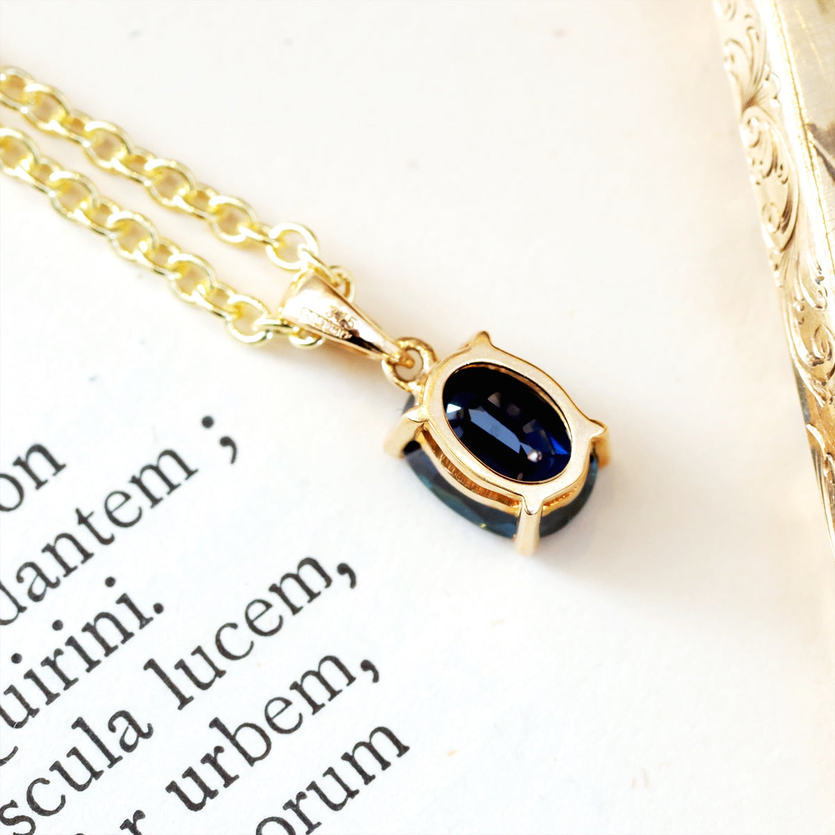 Minimalist Blue Sapphire & 9ct Gold Pendant