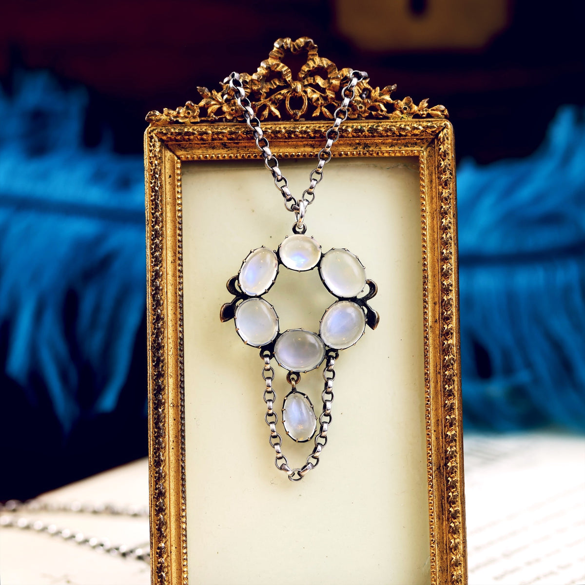 Antique Arts & Crafts Silver Moonstone Pendant