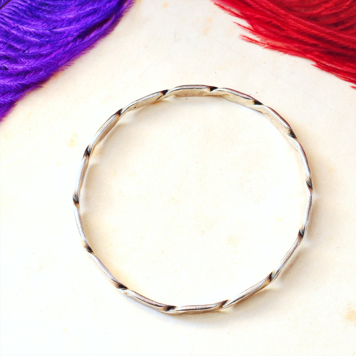 Hand Forged Modernist Silver Twist Bangle