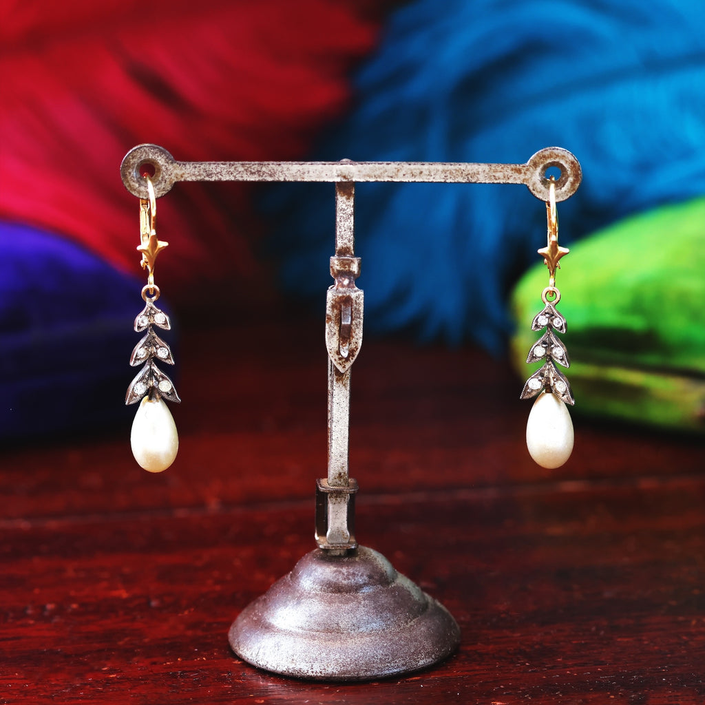 Vintage Faux Pearl & Paste Earring Drops – Fetheray