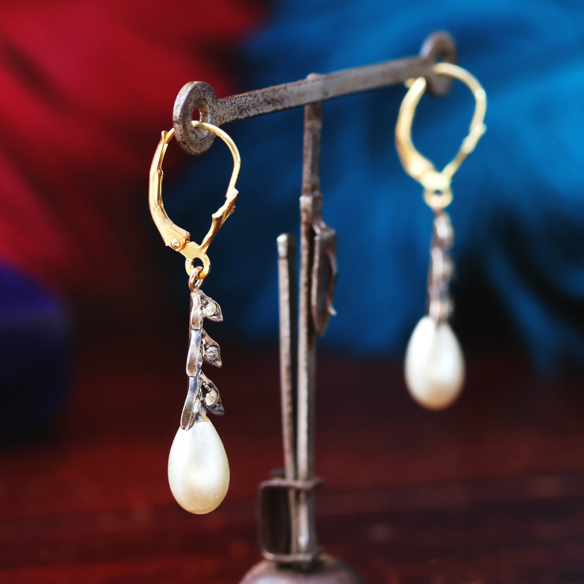 Vintage Faux Pearl & Paste Earring Drops