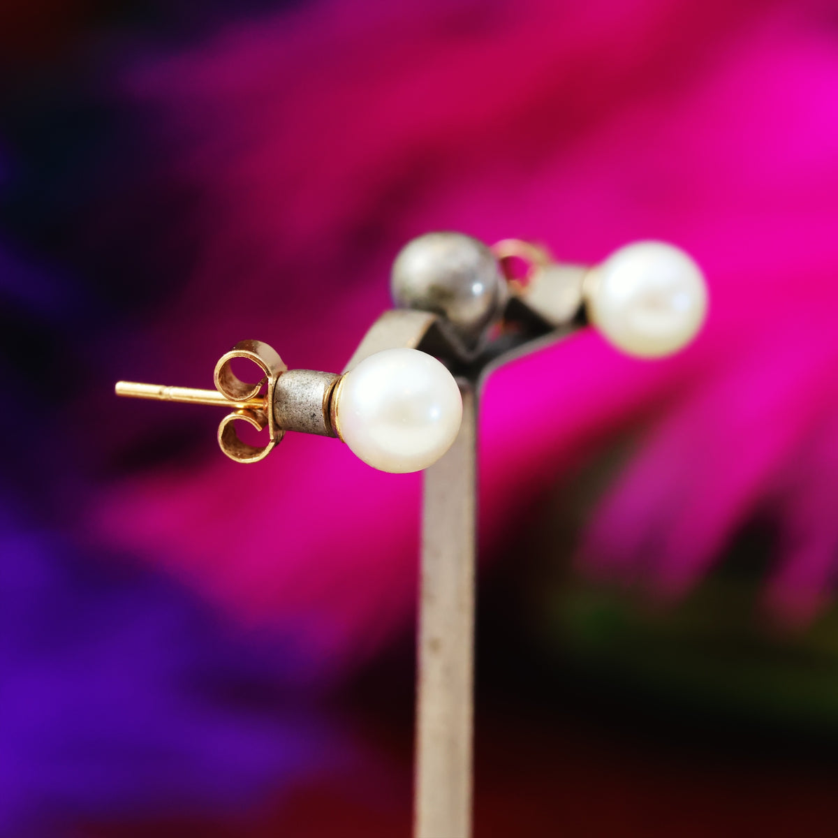 Vintage Saltwater Cultured Pearl Stud Earrings