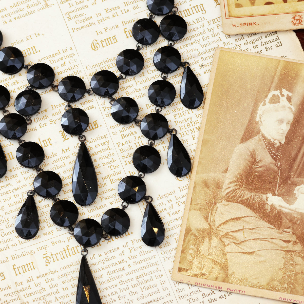 Antique Victorian Gothic! French Jet Bib Necklace