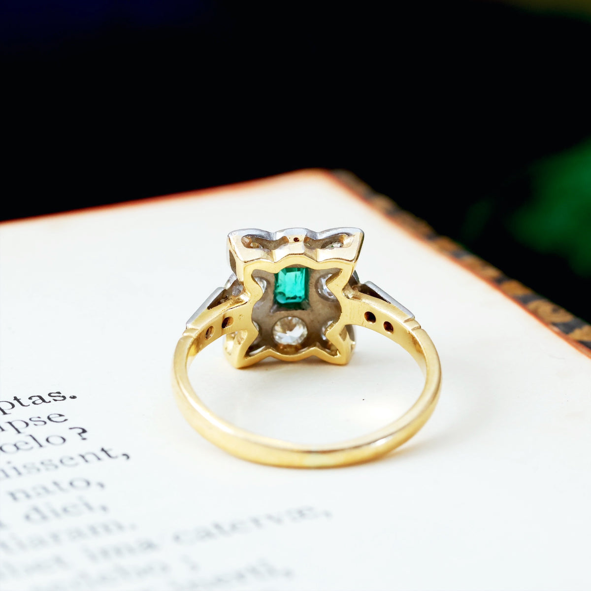 Most Desired Vintage Emerald & Diamond Cluster Ring