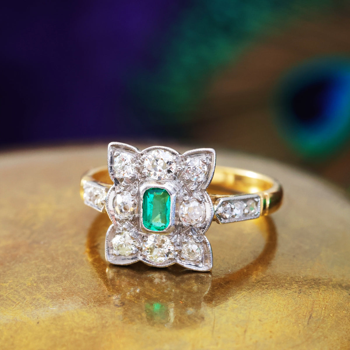 Most Desired Vintage Emerald & Diamond Cluster Ring