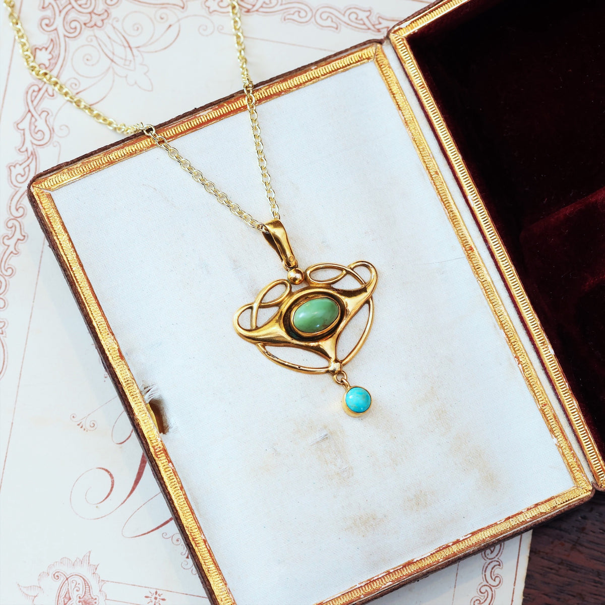 Vintage British Art Nouveau Turquoise Pendant