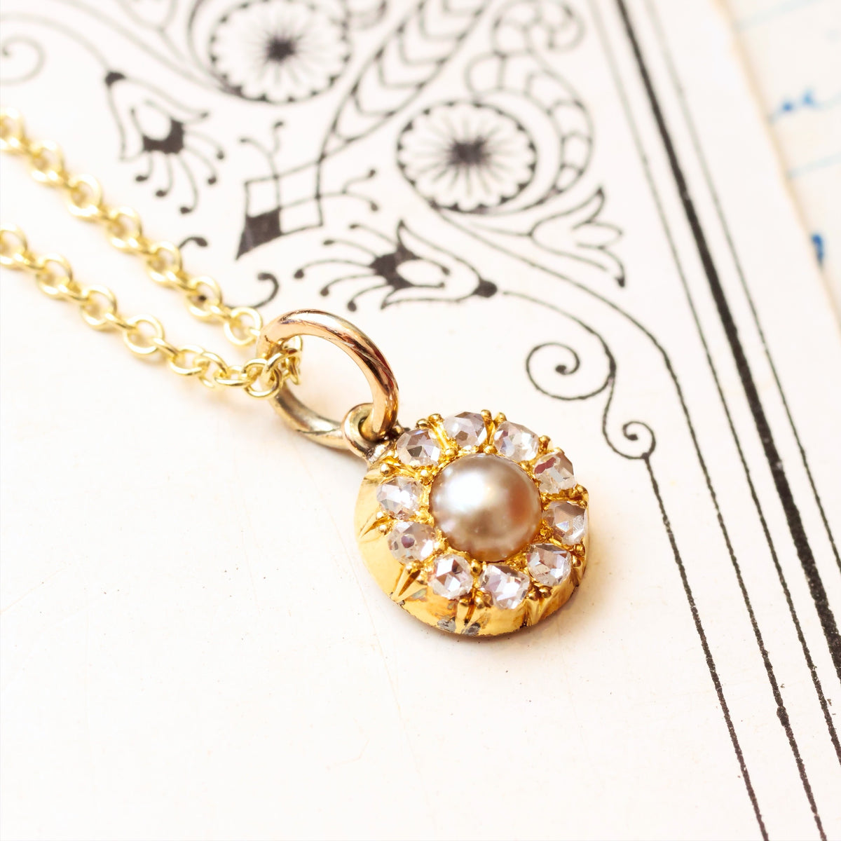 Blessed Little Pearl & Rose Cut Diamond Pendant