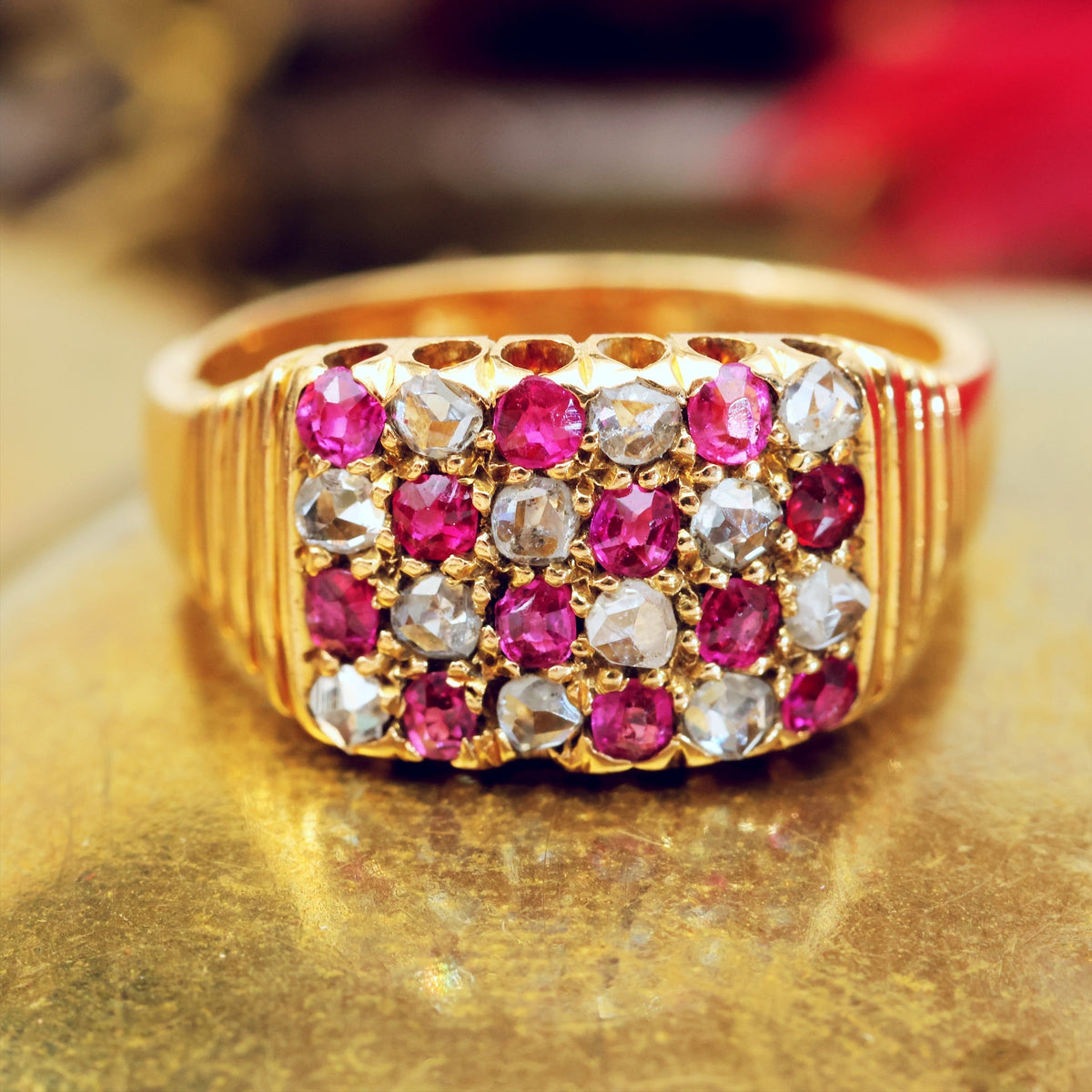 Edwardian Ruby & Diamond 'Chequerboard' Ring