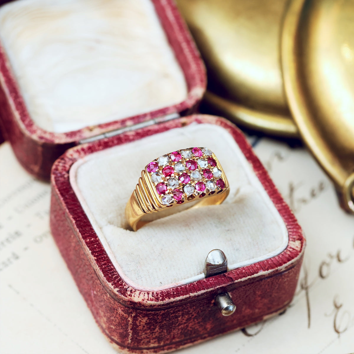 Edwardian Ruby & Diamond 'Chequerboard' Ring