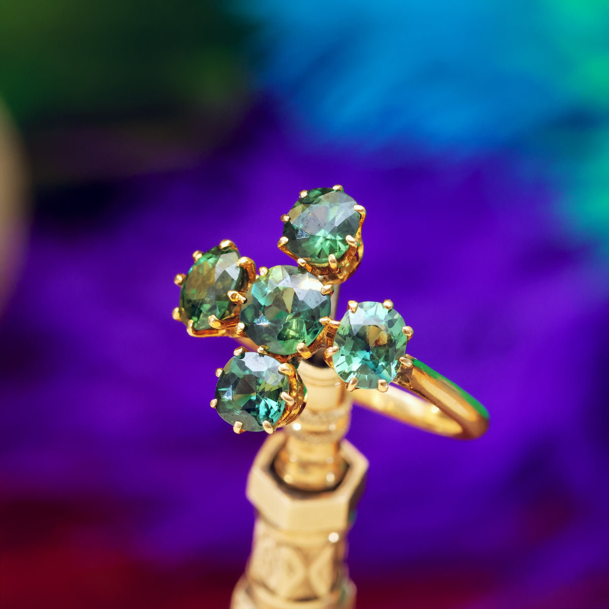 Rare Beauty! Antique Victorian Green Sapphire Ring