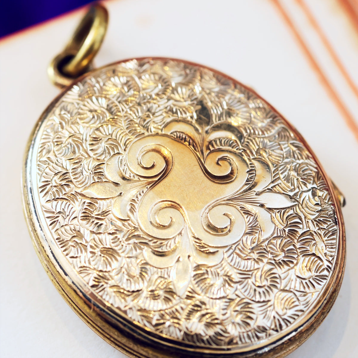 Antique Hand Engraved Fern Leaf Victorian Locket