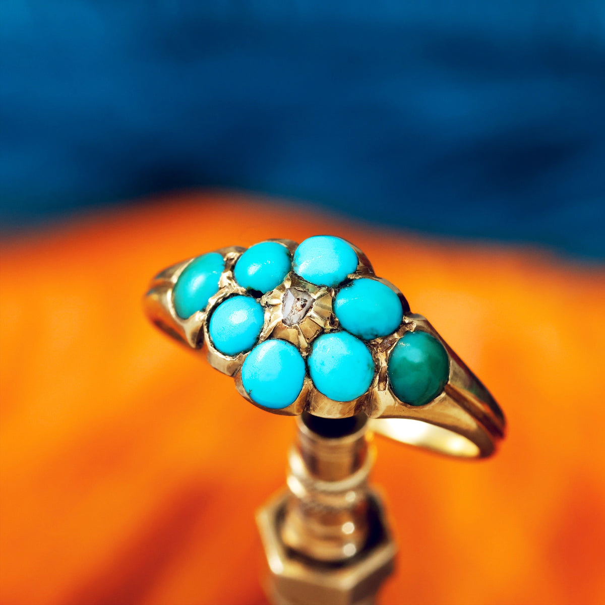 Fondest Victorian Turquoise & Diamond 'Forget me not' Ring