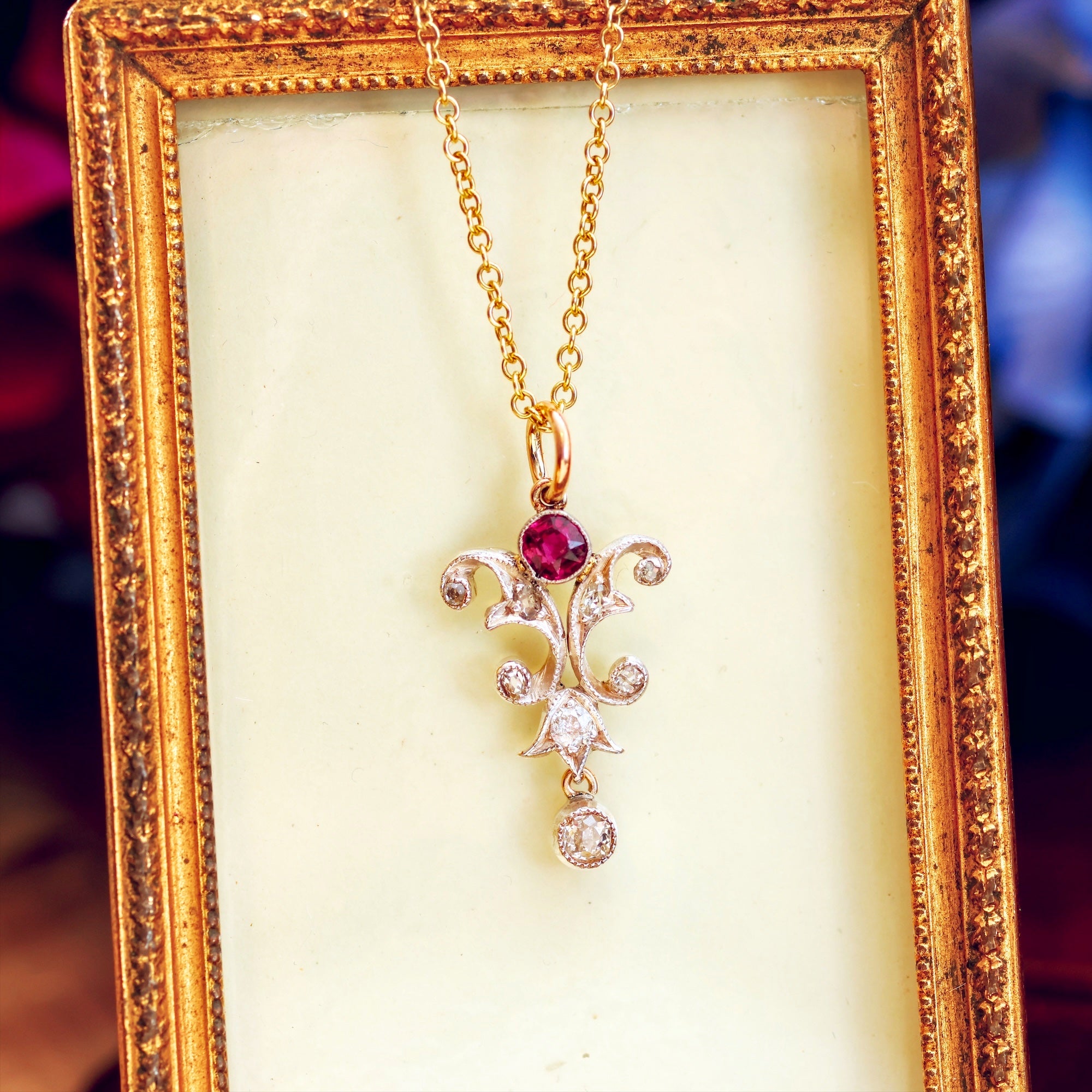 Vintage Ruby offers & Diamond Pendant