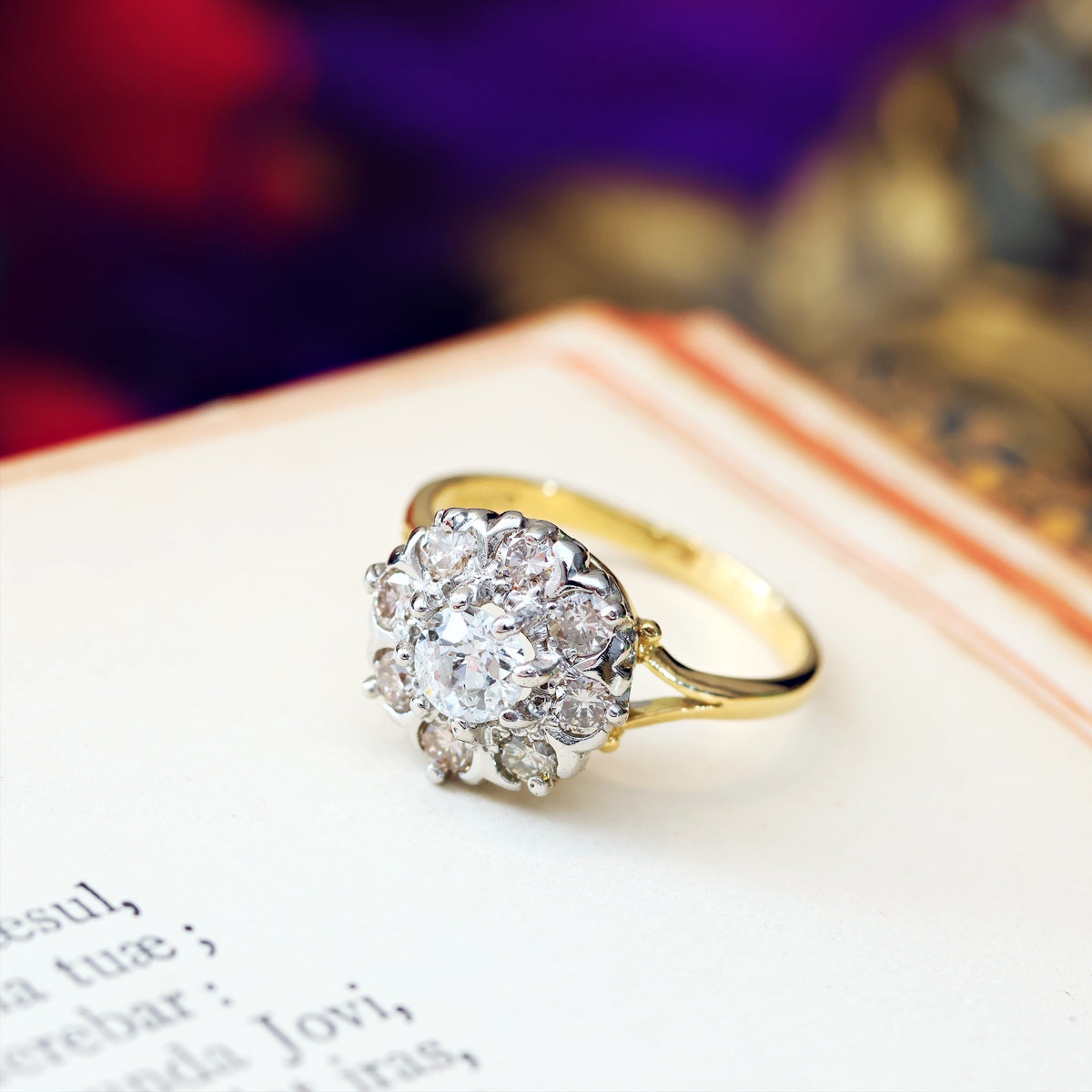 Awesome Loveliness! Vintage Diamond Cluster Engagement Ring