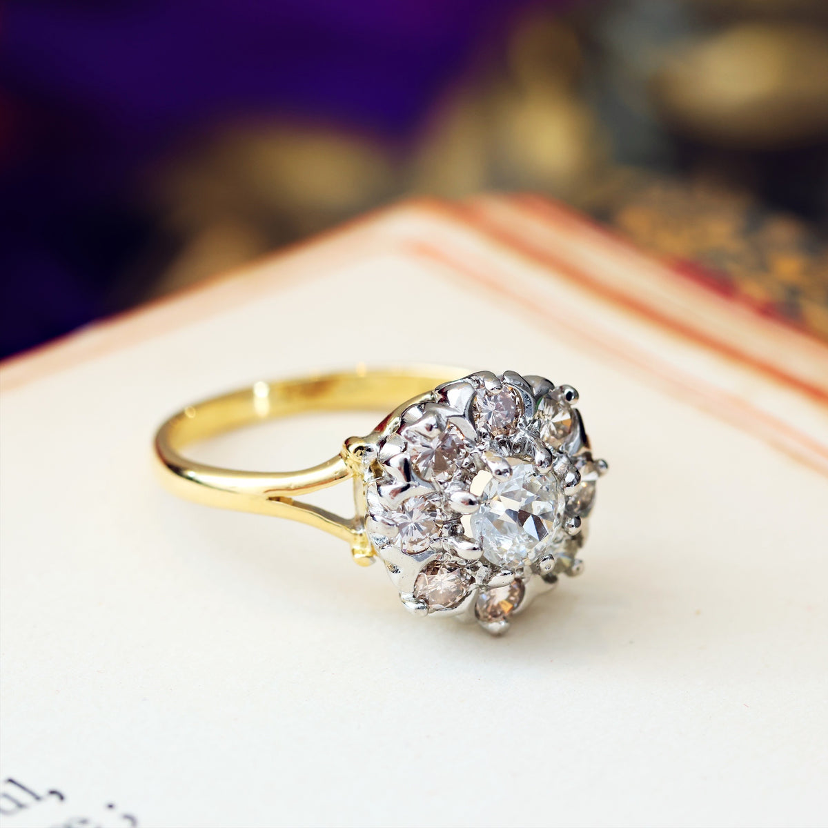 Awesome Loveliness! Vintage Diamond Cluster Engagement Ring