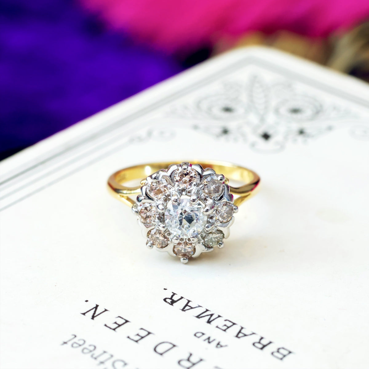 Awesome Loveliness! Vintage Diamond Cluster Engagement Ring