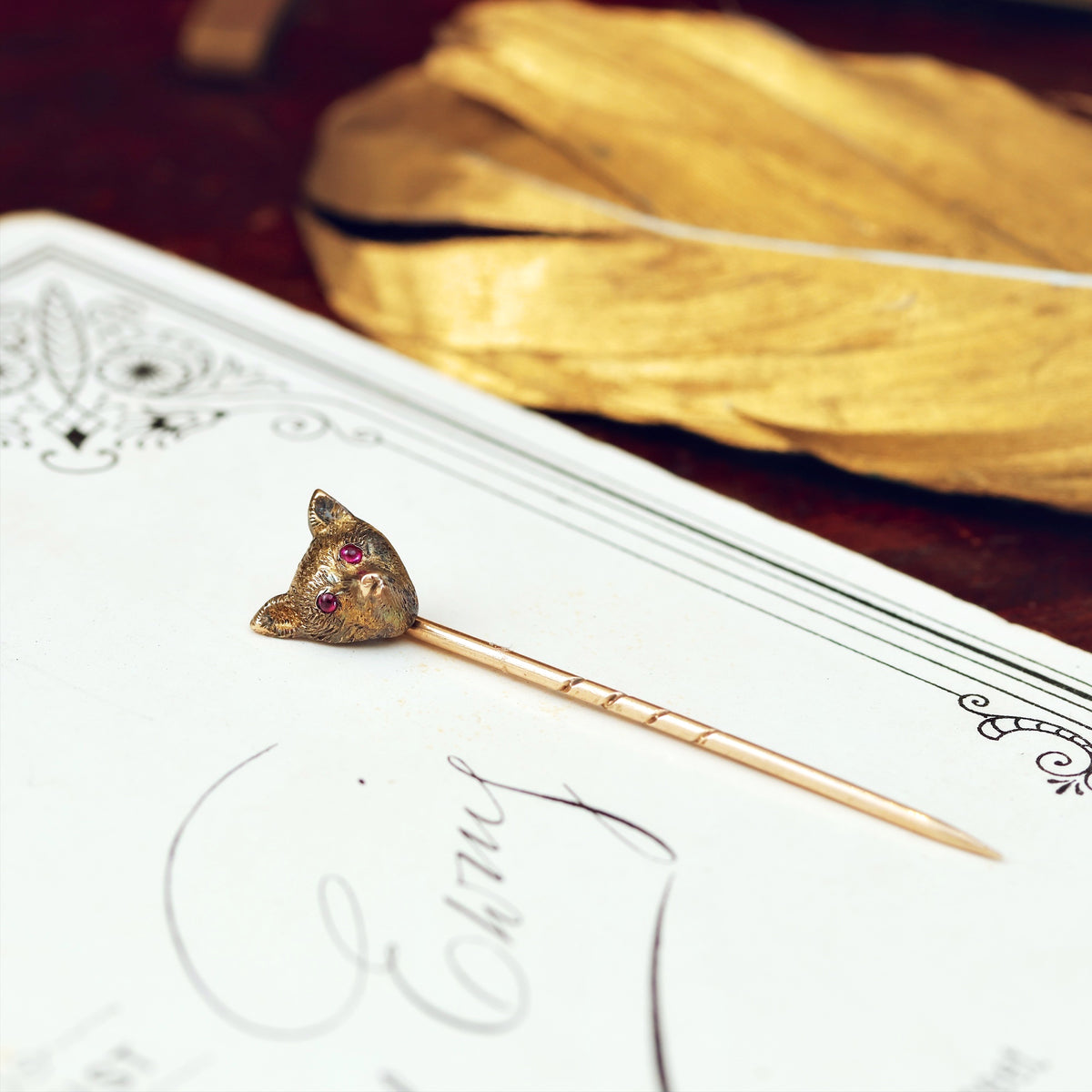 Tiny Darling 9ct Gold Fox Stick Pin