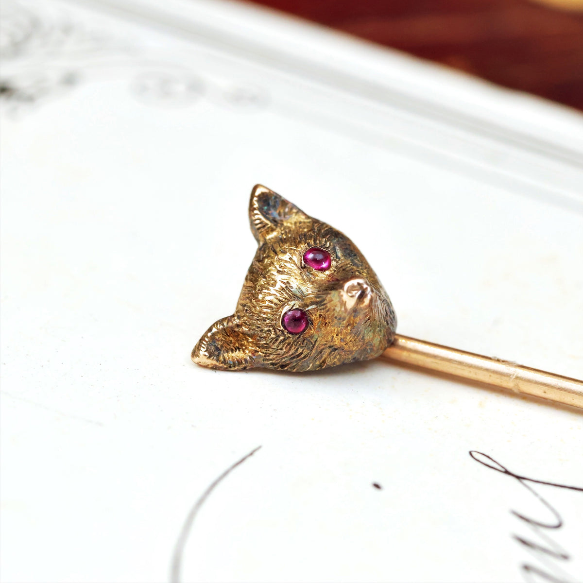 Tiny Darling 9ct Gold Fox Stick Pin