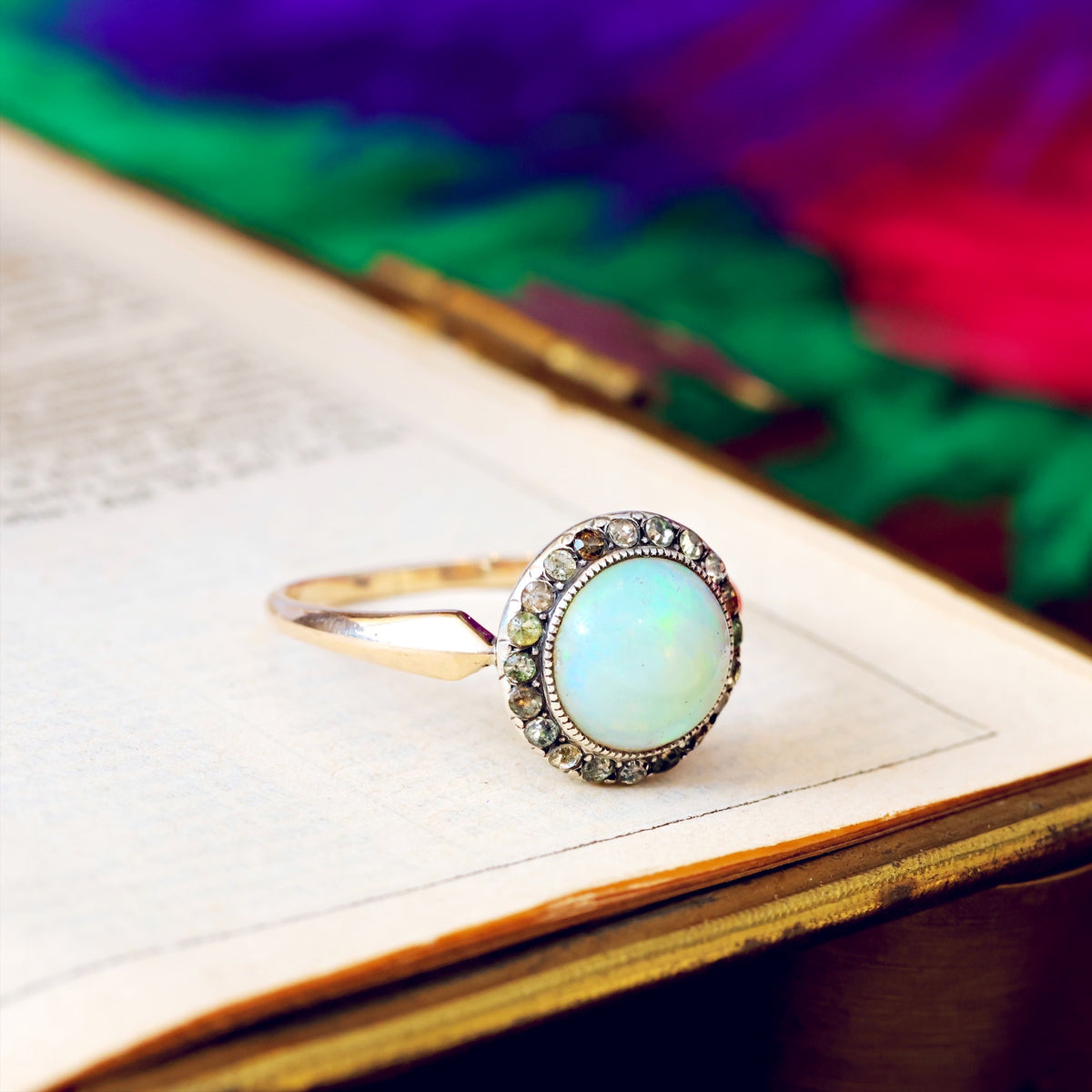 Vintage Lovely Opal & Paste Cluster Ring