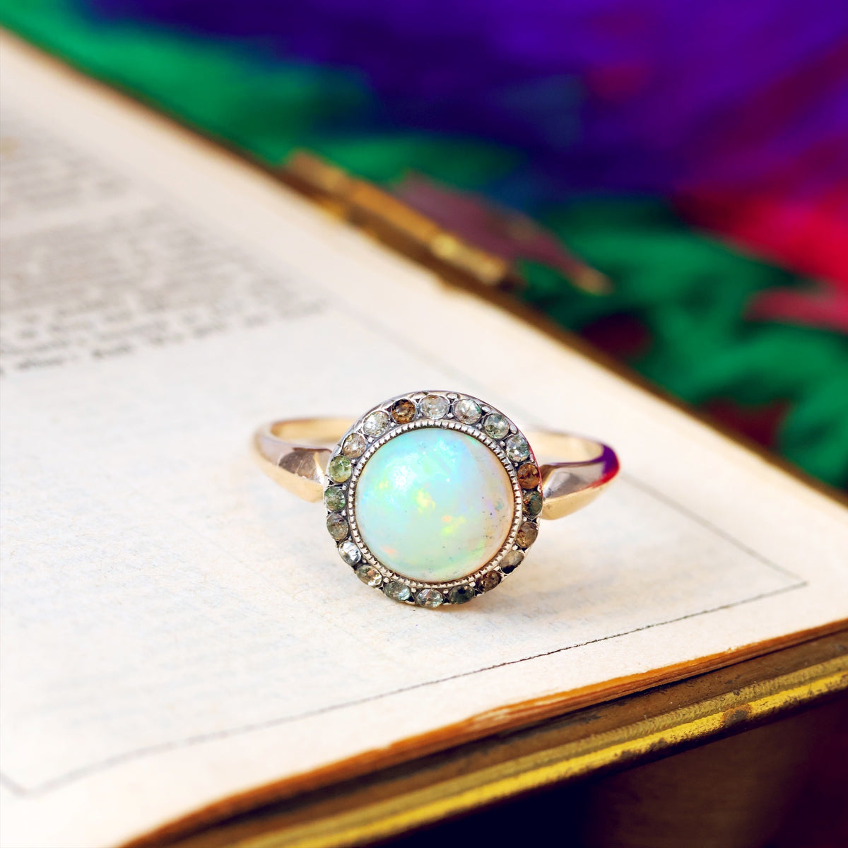 Vintage Lovely Opal & Paste Cluster Ring