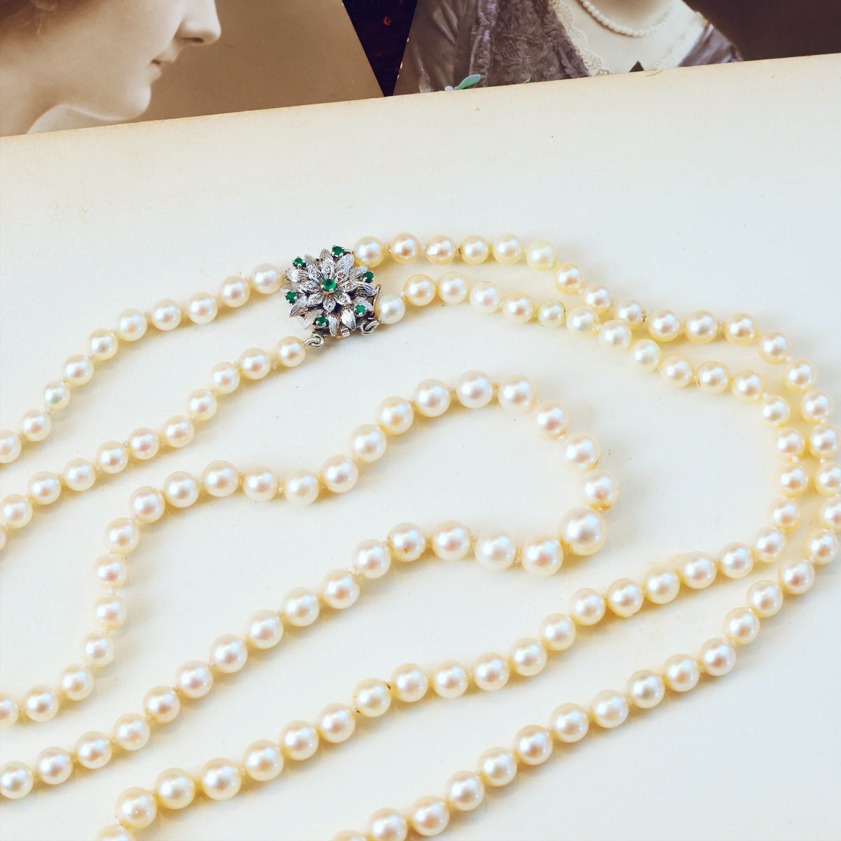 Vintage 1960's Double Row Cultured Saltwater Pearl Necklace