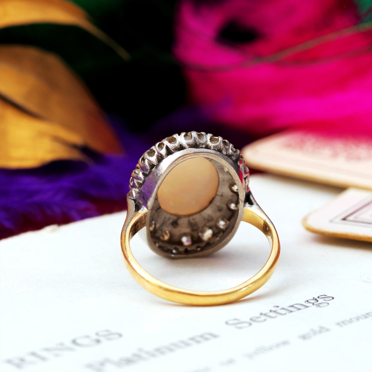 Vintage Glamour! Opal & Diamond Cluster Cocktail Ring