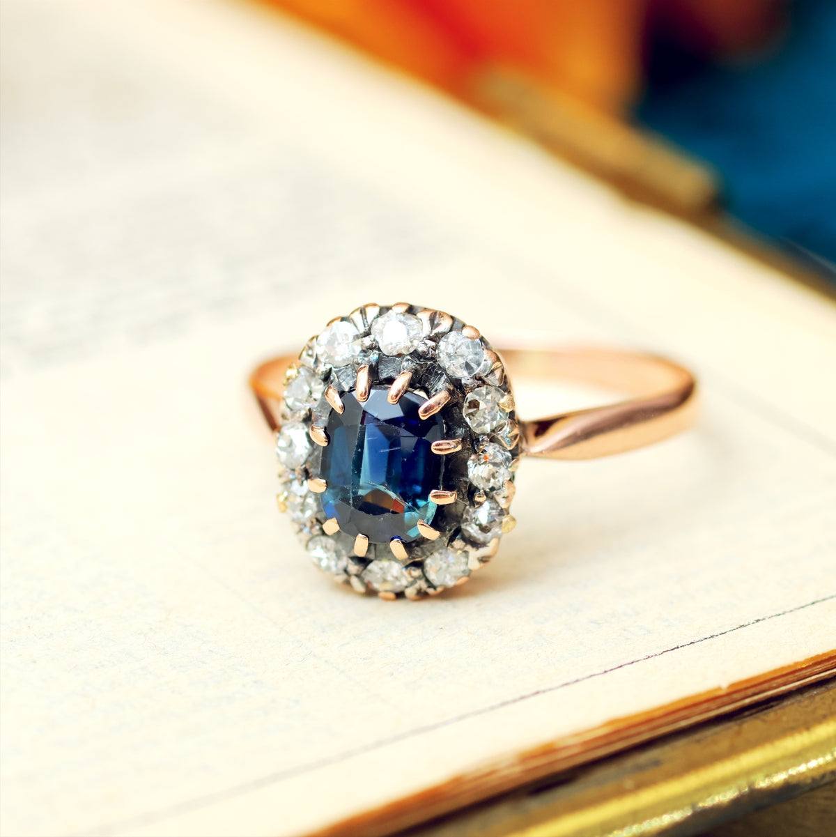 Antique Sapphire & Diamond Engagement Ring