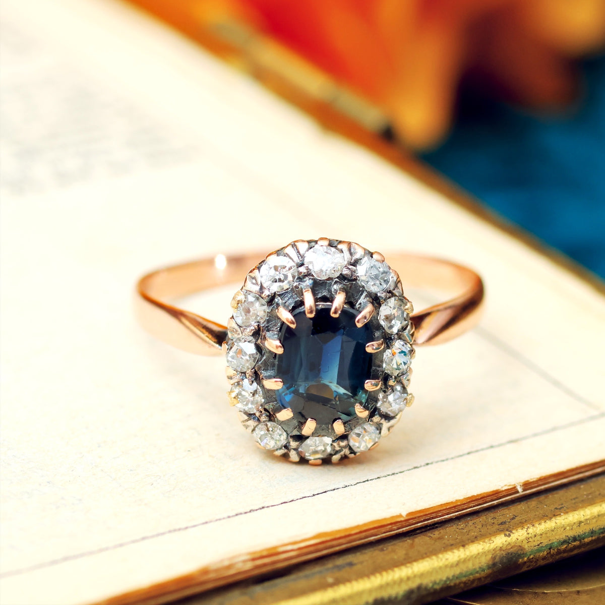 Divine Lovely Antique Sapphire & Diamond Engagement Ring