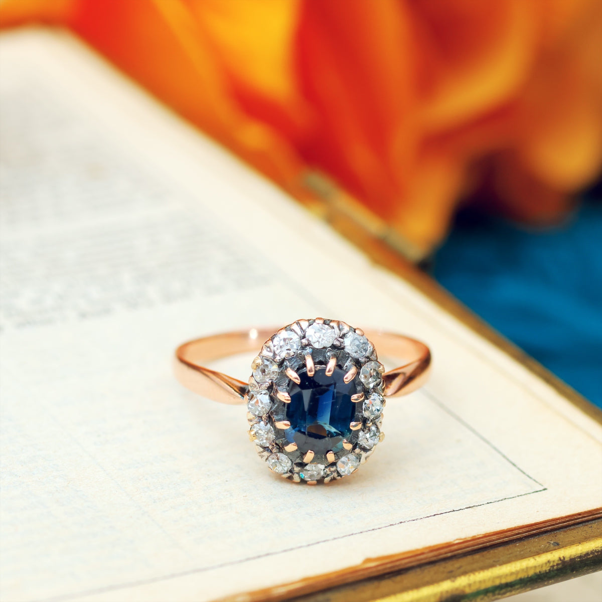 Antique Sapphire & Diamond Engagement Ring