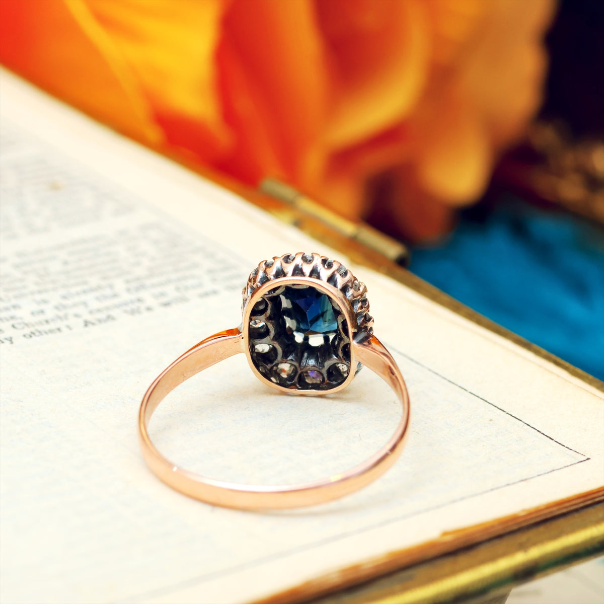 Divine Lovely Antique Sapphire & Diamond Engagement Ring