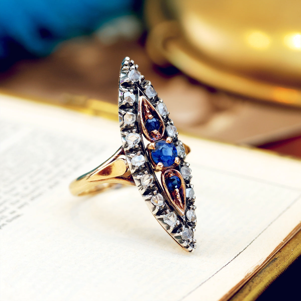 Extravagant Vintage Sapphire & Diamond Cocktail Ring